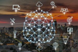 business data culture concept polygonal brain shape